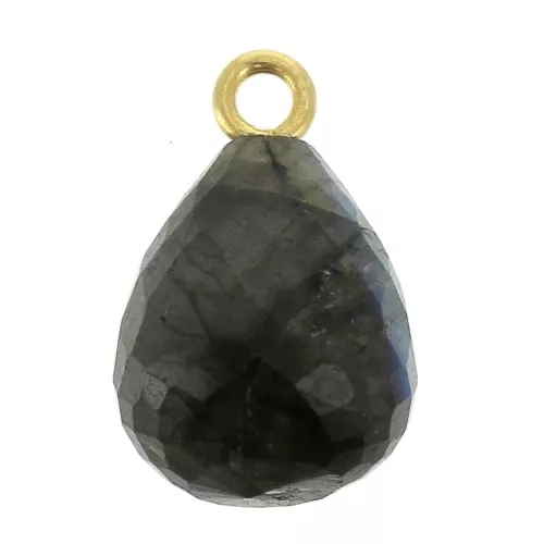Pendente goccia sfaccettato 13x10 mm Argento 925 Placcato Oro/Labradorite x1
