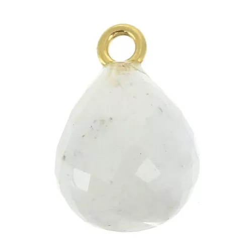Pendente goccia sfaccettato 13x10 mm Argento 925 Placcato Oro/ Pietra di luna x1