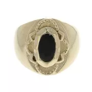 Anello grande da donna Onice nero taglia 56 placcato oro 3 microns x1
