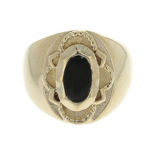 Anello grande da donna Onice nero taglia 56 placcato oro 3 microns x1