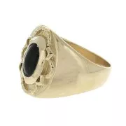 Anello grande da donna Onice nero taglia 56 placcato oro 3 microns x1