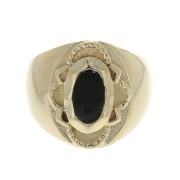 Anello grande da donna Onice nero taglia 54 placcato oro 3 microns x1|raw }}
