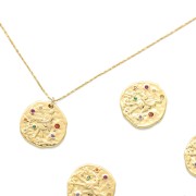 Ciondolo zodiaco acquario in ottone con Ossido di zirconio 15 mm dorato x1