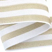 Laccetto elastico largo 3 righe Lurex 40 mm Bianco/Dorato x 1m