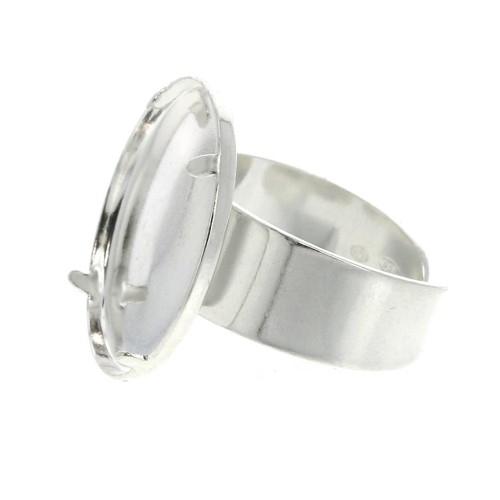 Anello Castone retro piatto mm. 20 Argento 925 x1