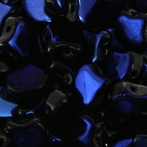 Perline in vetro Ginko Duo 2 fori 7.5x7.5 mm Jet Azuro x10g