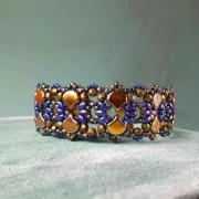 Perline in vetro Ginko Duo 2 fori 7.5x7.5 mm Jet Azuro x10g