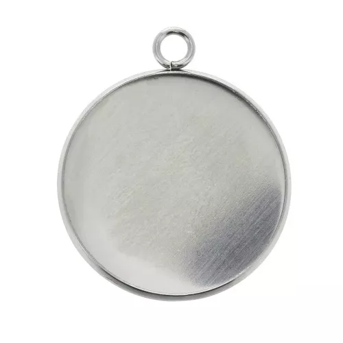 Pendente per cabochon retro piatto 25 mm in acciaio inox x1