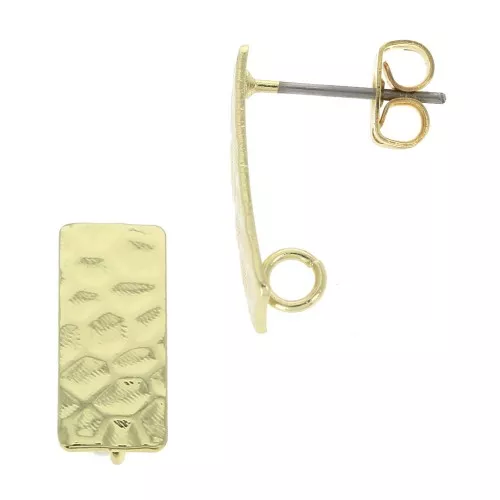 Orecchini battuti rettangolari con anellino 7x16mm Dorato x2