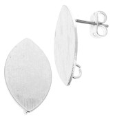 Orecchini ovali effetto striato in ottone con anellino 11x20 mm Rodiato x2