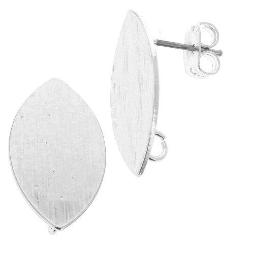 Orecchini ovali effetto striato in ottone con anellino 11x20 mm Rodiato x2