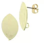 Orecchini ovali effetto striato in ottone con anellino 11x20 mm Dorato x2