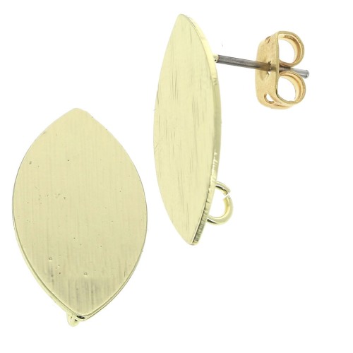 Orecchini ovali effetto striato in ottone con anellino 11x20 mm Dorato x2