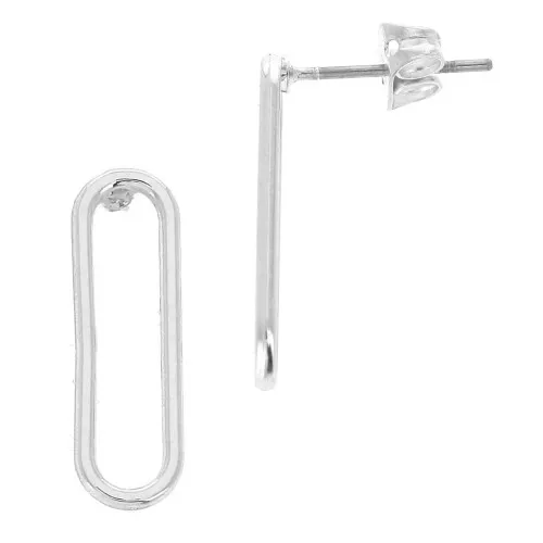 Orecchini rettangolari arrotondati da decorare in zamac 6x20 mm Rodiato x2