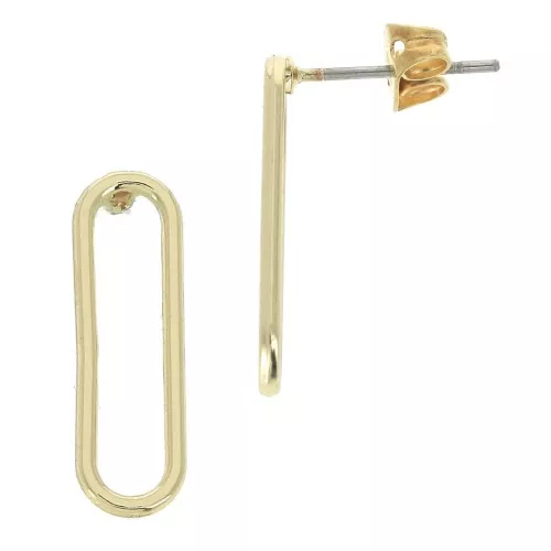 Orecchini rettangolari arrotondati da decorare in zamac 6x20 mm Dorato x2