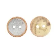 Bottone madreperla con paillettes 14mm Naturale  / Arancione x1