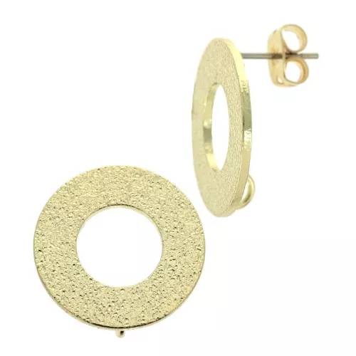 Orecchini design cerchio con anellino da decorare in ottone 16 mm Dorato x2