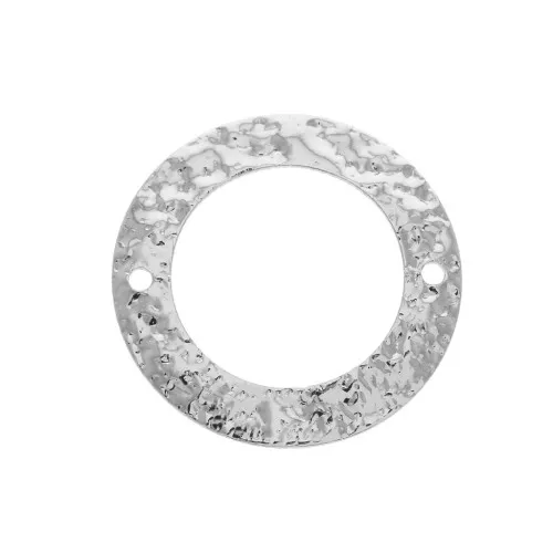 Anellino di montaggio battuto in ottone 21 mm 2 fori Rodiato lucido x1