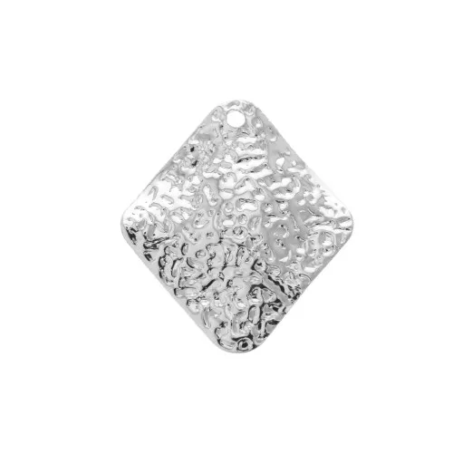 Ciondolo losanga battuta per bigiotteria  17x19 mm Rodiato x1