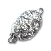 Chiusura mezza palla Strass Crystal rodio mm. 15x11 x1