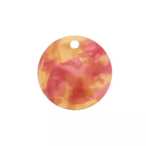 Ciondolo tondo in plexiglas 19 mm maculato arancione/rosso x1