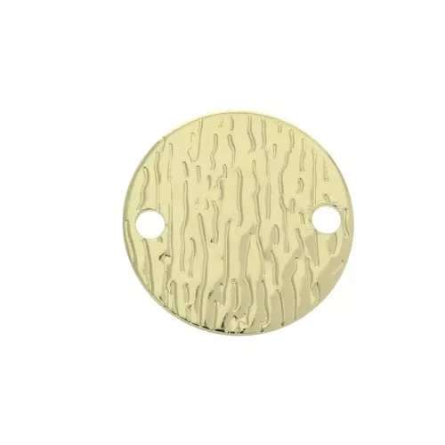 Distanziatore rotondo battutto 2 fori in ottone 16 mm Dorato x1