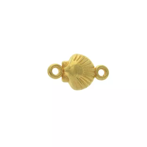 Distanziatore conchiglia 2 anelli 15x8.5 mm Dorato con oro fino x1