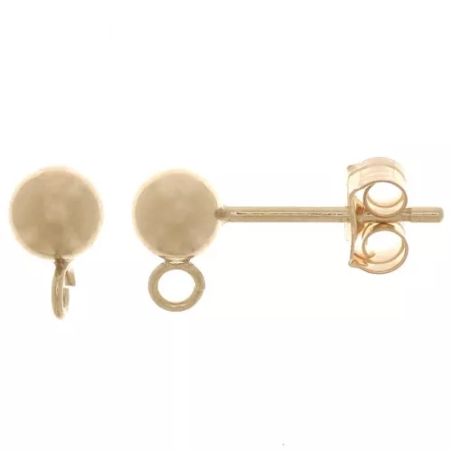Orecchini a chiodo con palline  with open jumpring4 mm in Gold filled x2