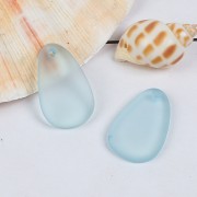 Goccia in resina effetto vetro smerigliato 15x24.5 mm - Blu trasparente x1