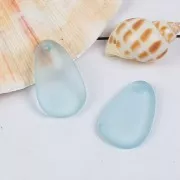 Goccia in resina effetto vetro smerigliato 15x24.5 mm - Blu trasparente x1