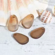 Goccia in resina effetto vetro smerigliato 15x24.5 mm - Marrone trasparente x1