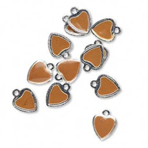 Ciondolo cuore smaltato epossi mm. 9 Camel x1