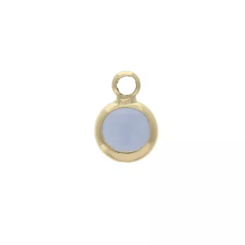 Mini ciondolo in vetro sfaccettato 6x9 mm con anellino  - Dorato /Blu opaco x1