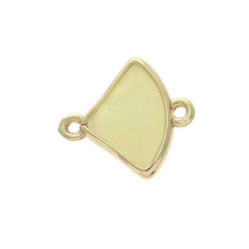 Distanziatore 2 anellini triangolo in vetro sfaccettato 15x12 mm Dorato/Giallo mat