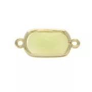 Distanziatore 2 anellini rettangolo vetro sfaccettato 18x8 mm Dorato/Giallo opaco