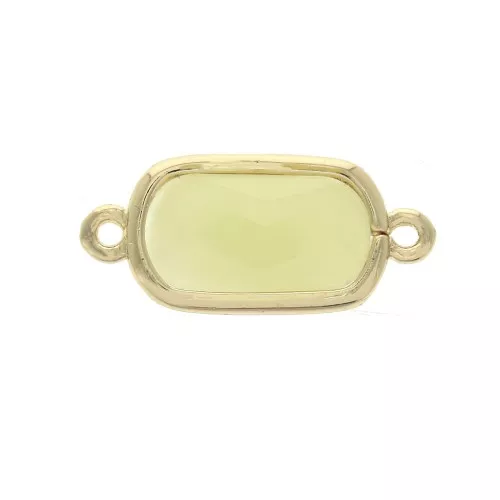 Distanziatore 2 anellini rettangolo vetro sfaccettato 18x8 mm Dorato/Giallo opaco
