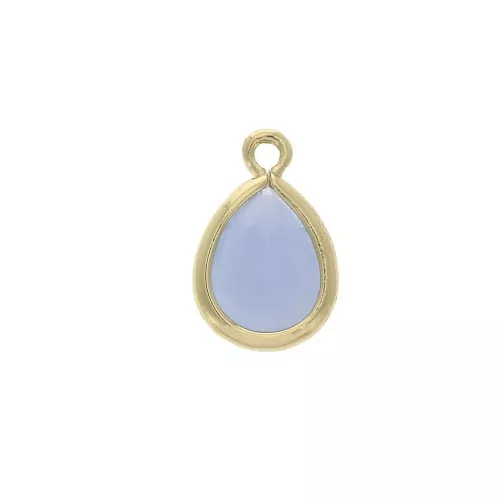 Ciondolo goccia in vetro sfaccettato 7x11.5mm con anellino - Dorato/Blu opaco x1