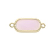 Distanziatore 2 anellini rettangolo vetro sfaccettato 18x8 mm Dorato/Rosa opaco|raw }}