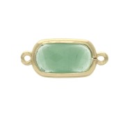 Distanziatore 2 anellini rettangolo vetro sfaccettato 18x8 mm Dorato/Verde opaco