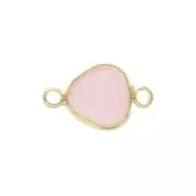 Distanziatore 2 anellini goccia sfaccettata in vetro 14x9 mm Dorato/Rosa mat x1