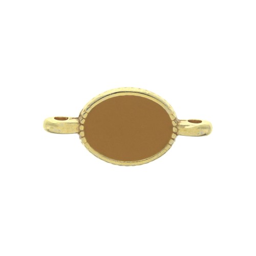 Distanziatore 2 anellini ovale in zamac e resina epossidica 16x8 mm Dorato/Ocra