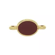 Distanziatore 2 anellini ovale in zamac e resina epossidica 16x8 mm Dorato / Bordeaux x1