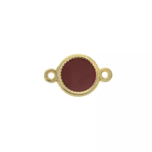 Distanziatore 2 anellini ovale in zamac e resina epossidica13x8 mm Dorato / Bordeaux x1