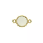 Distanziatore 2 anellini ovale in zamac e resina eposs. 13x8 mm Dorato/Avorio x1