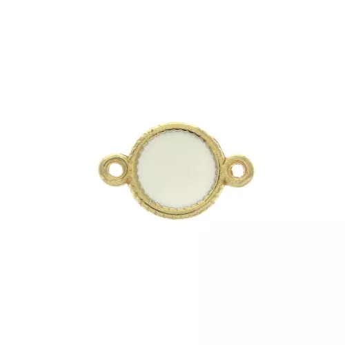 Distanziatore 2 anellini ovale in zamac e resina eposs. 13x8 mm Dorato/Avorio x1
