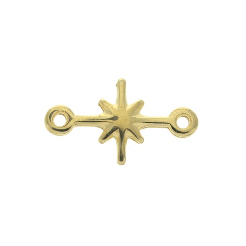 Distanziatore 2 anellini stella del Nord in zamac 18x10 mm - Dorato con oro fino x1