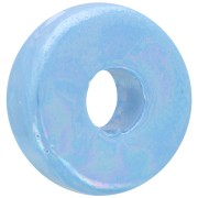 Rondel in ceramica mm. 15 Blu chiaro iridato