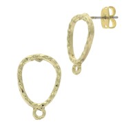 Orecchini goccia effetto battuto con anellino chiuso in zamac 11x17mm Dorato x2|raw }}