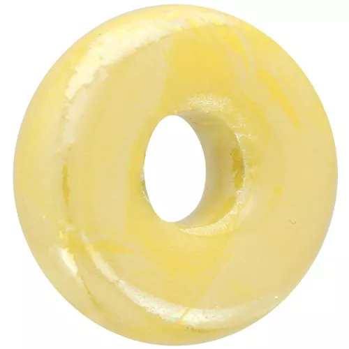 Perla rotonda in ceramica Heishi 15 mm Giallo iridescente x1