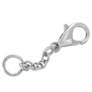 Chiusure moschettone 10 mm con catenina d'estensione e anello Rodiato x5